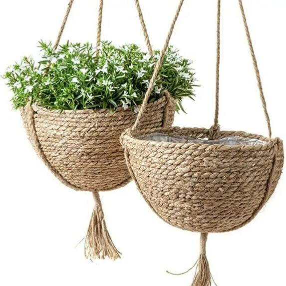 Indoor Hanging Planter Flower Pot Basket Macrame Storage Jute Rope Woven Plant Pot