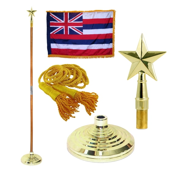 Indoor Hawaii State Flag Kit - 8ft Pole - Texas Star