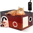 thumbnail image 1 of Indoor Heated Cat House, Adjustable Temperature Cat Heating Bed with Timer and Chew Resistant Cord, Large Cat House with Heating Pad for Small Medium and Large Cats, 1 of 8