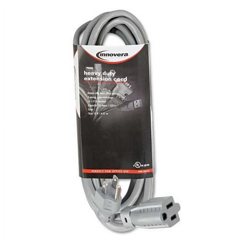 Indoor Heavy-Duty Extension Cord, 15 ft, 15 A, Gray Indoor Heavy-Duty Extension Cord, 15 ft, 15 A, Gray
