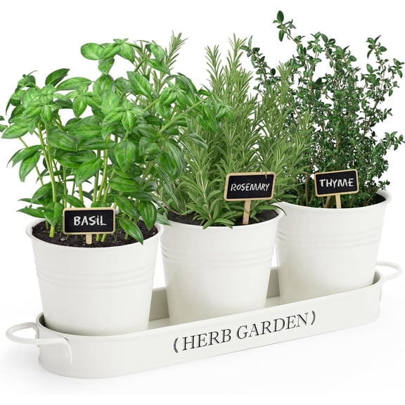 Indoor Herb Garden, Herb Planter for Indoor/Outdoor, Farmhouse Plant Pots, Windowsill Herb Garden with Tray(Planter only) Window Pots