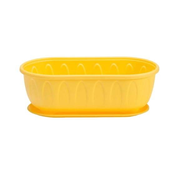 Indoor Herb Planter Yellow Small Plastic Plant Pot with Saucer Windowsill Growing Station for Home Kitchen