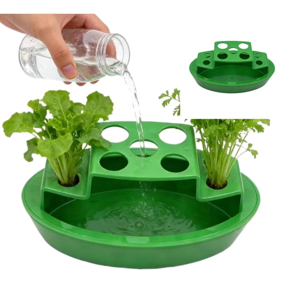 Indoor Herb Planter for Green Onions - Self Watering Vegetable Planter Box to Regrow Scallions, Kitchen Windowsill or Balcony Garden,Green，1PCS