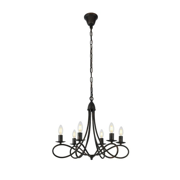 Indoor Home Decor 24"L X 24"W X 19"H Lyndon 6 Light Dark Bronze Pendant