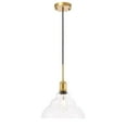 thumbnail image 1 of Indoor Home Decorative Gil 1 Light Brass and Clear Seeded Glass Pendant, 1 of 14