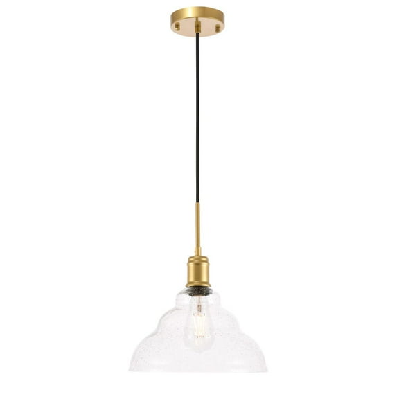 Indoor Home Decorative Gil 1 Light Brass and Clear Seeded Glass Pendant