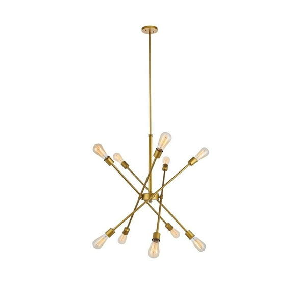 Indoor Home Decorative Midcentury Modern Axel 10 Lights Brass Pendant