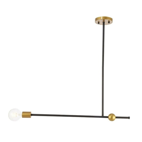 Indoor Home Decorative Midcentury Modern Brees 1 Light Black and Brass Pendant