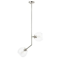 Indoor Home Decorative Ryland 2 Light Chrome and Clear Glass Pendant