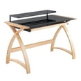 thumbnail image 1 of Indoor Home Office Furniture Bentley Mid-Century Modern Office Desk In Natural Wood And Black Glass, 1 of 7