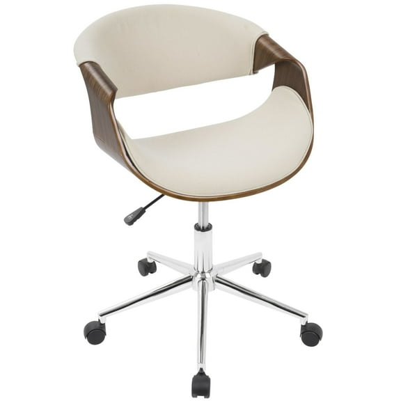 Indoor Home Office Furniture Curvo Mid-Century Modern Office Chair In Walnut And Cream