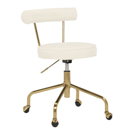 Indoor Home Office Furniture Rhonda Contemporary/Glam Task Chair In Gold Steel And Cream Velvet