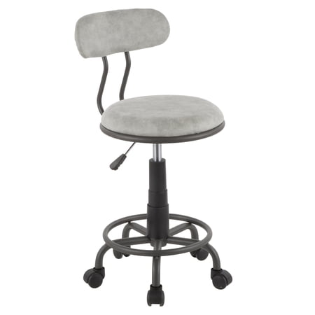 Indoor Home Office Furniture Swift Industrial Task Chair In Grey Metal And Light Grey Faux Leather