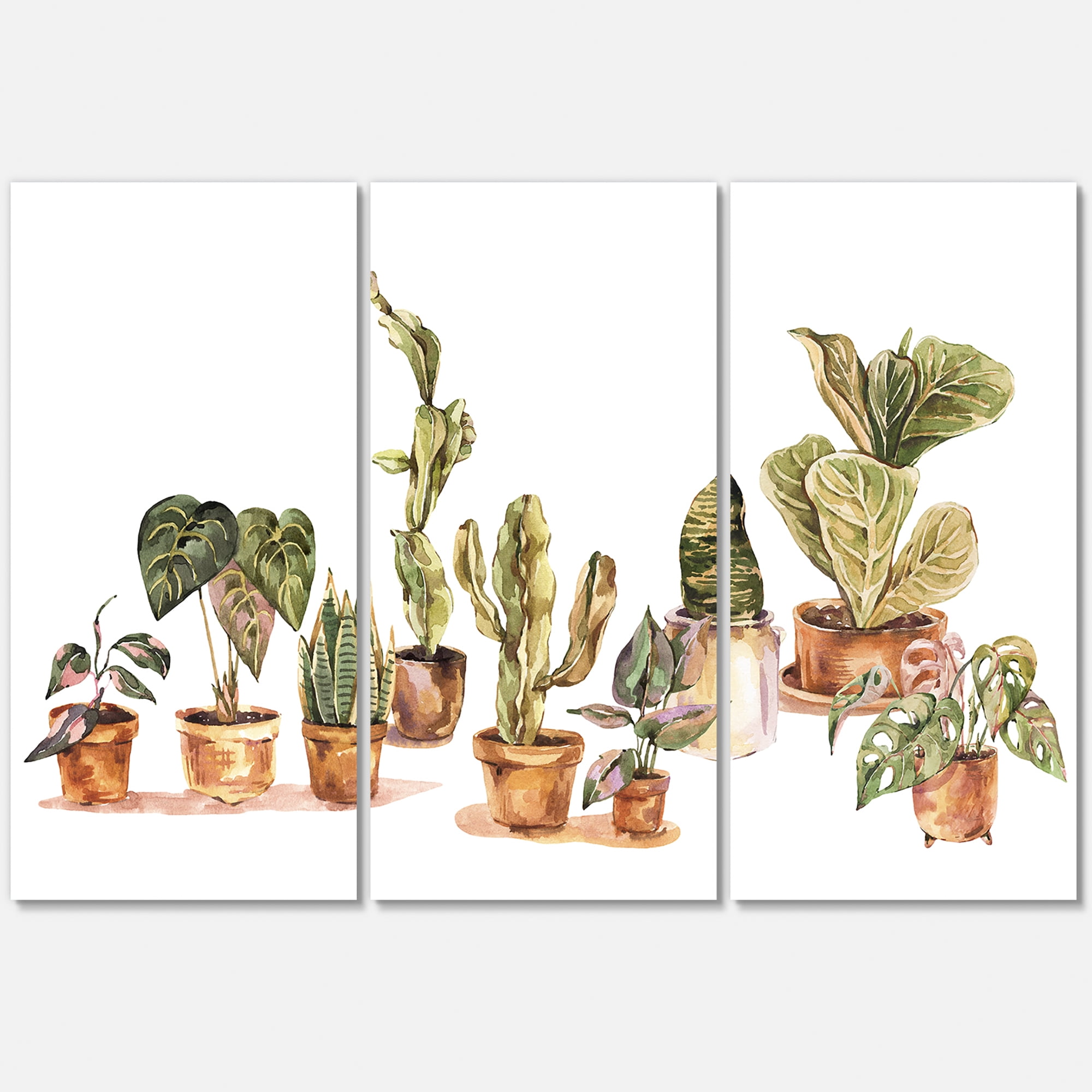 Indoor House Plants Urban Jungle in Flowerpots I 28 in x 36 in Painting Canvas Art Print, by Designart