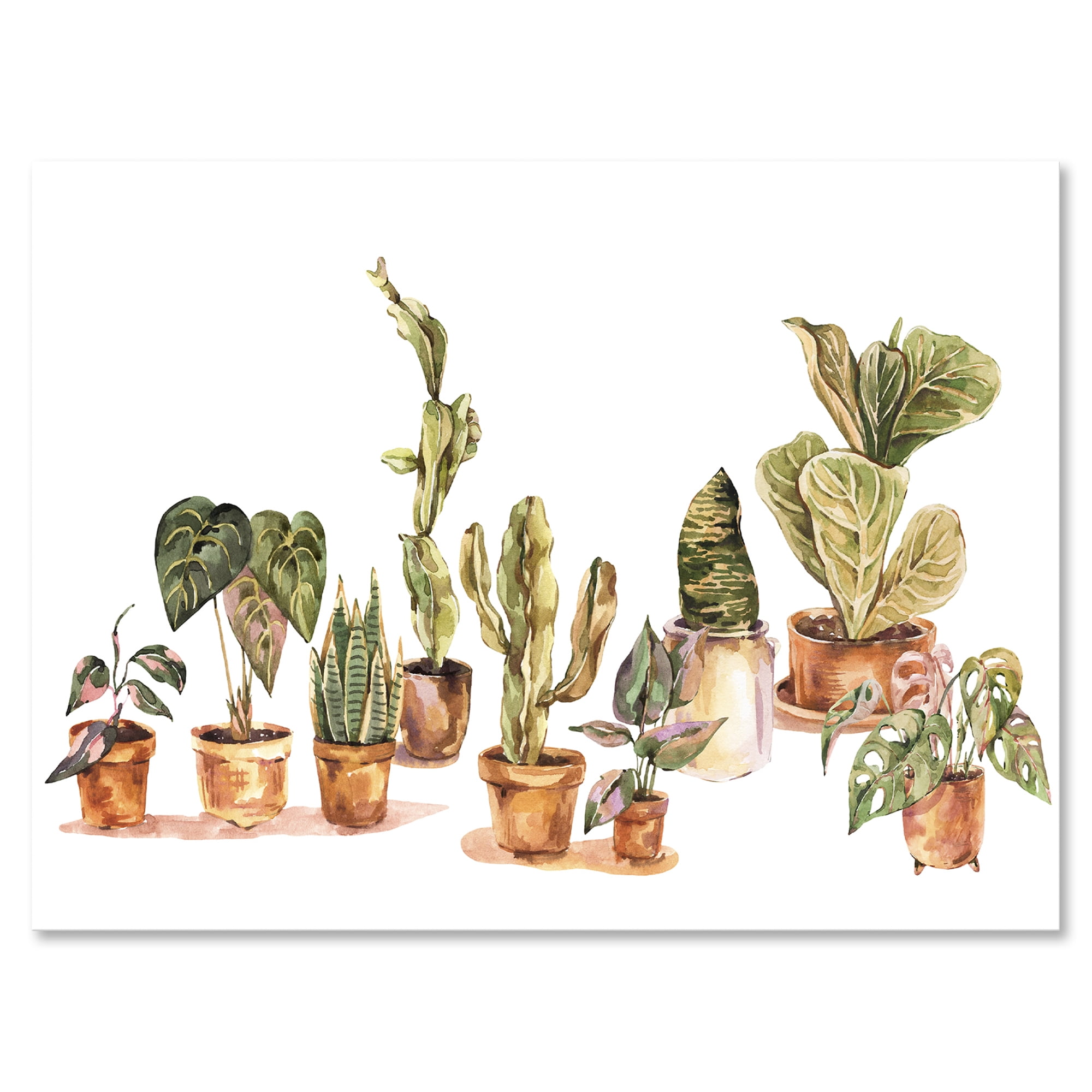 Indoor House Plants Urban Jungle in Flowerpots I 40 in x 30 in Painting Canvas Art Print, by Designart