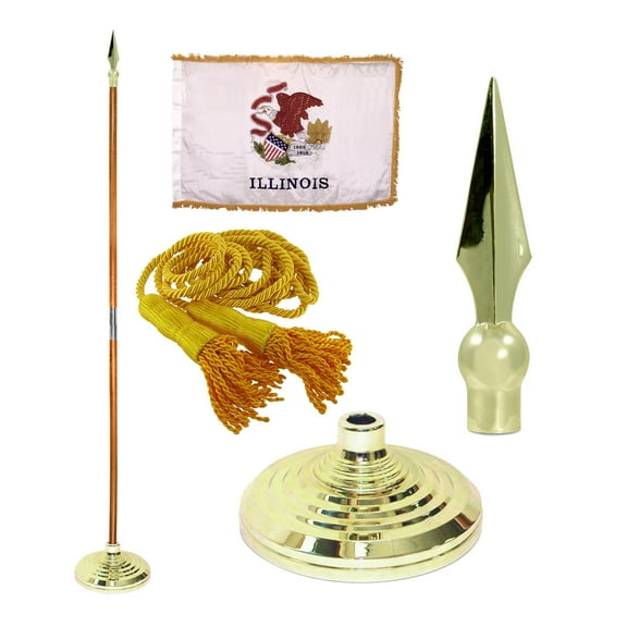 Indoor Illinois State Flag Kit - 8ft Pole - Spear Metal