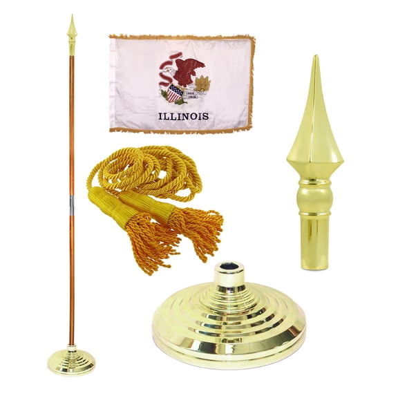 Indoor Illinois State Flag Kit - 8ft Pole - Spear Plastic