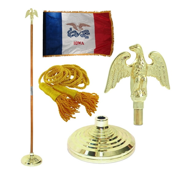 Indoor Iowa State Flag Kit - 8ft Pole - Metal Eagle