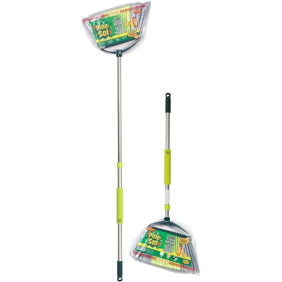 Indoor Jumbo Broom with Long, Stainless Steel Collapsible Handle for Easy Storage, Heavy Duty Angle Bristles for Wood, Tile, Linoleum, and More - Sweeps Wet or Dry Debris