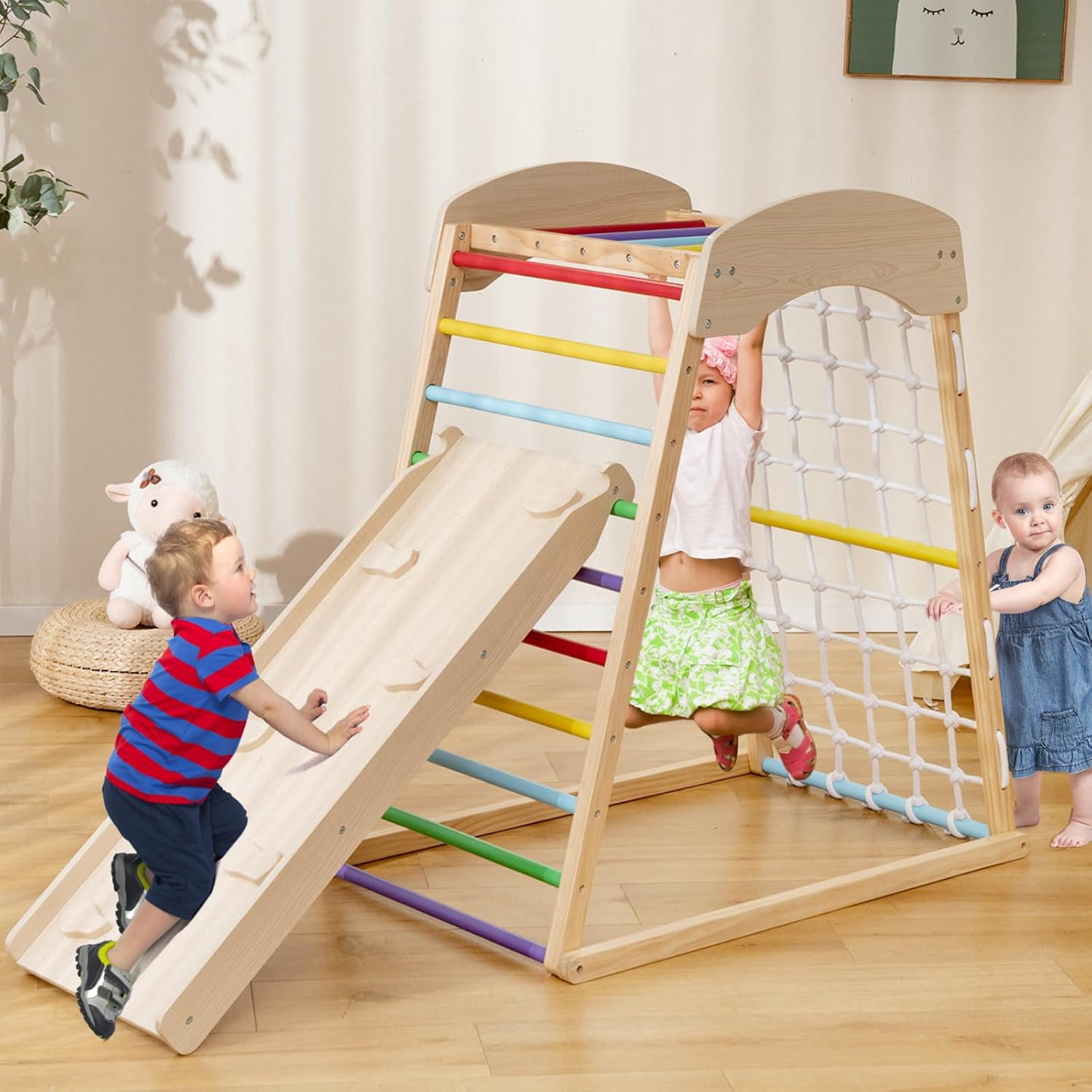 Montessori Climbing Gym For Toddlers Costzon 6-in-1 Indoor Jungle Gym - View #6