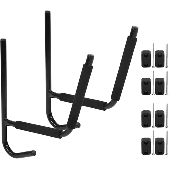 Indoor Kayak Storage Hooks Hanger, 1Pair Metal Kayak Canoeing Wall Stand Carrier Rack Surfboard Hanger Accessory Black