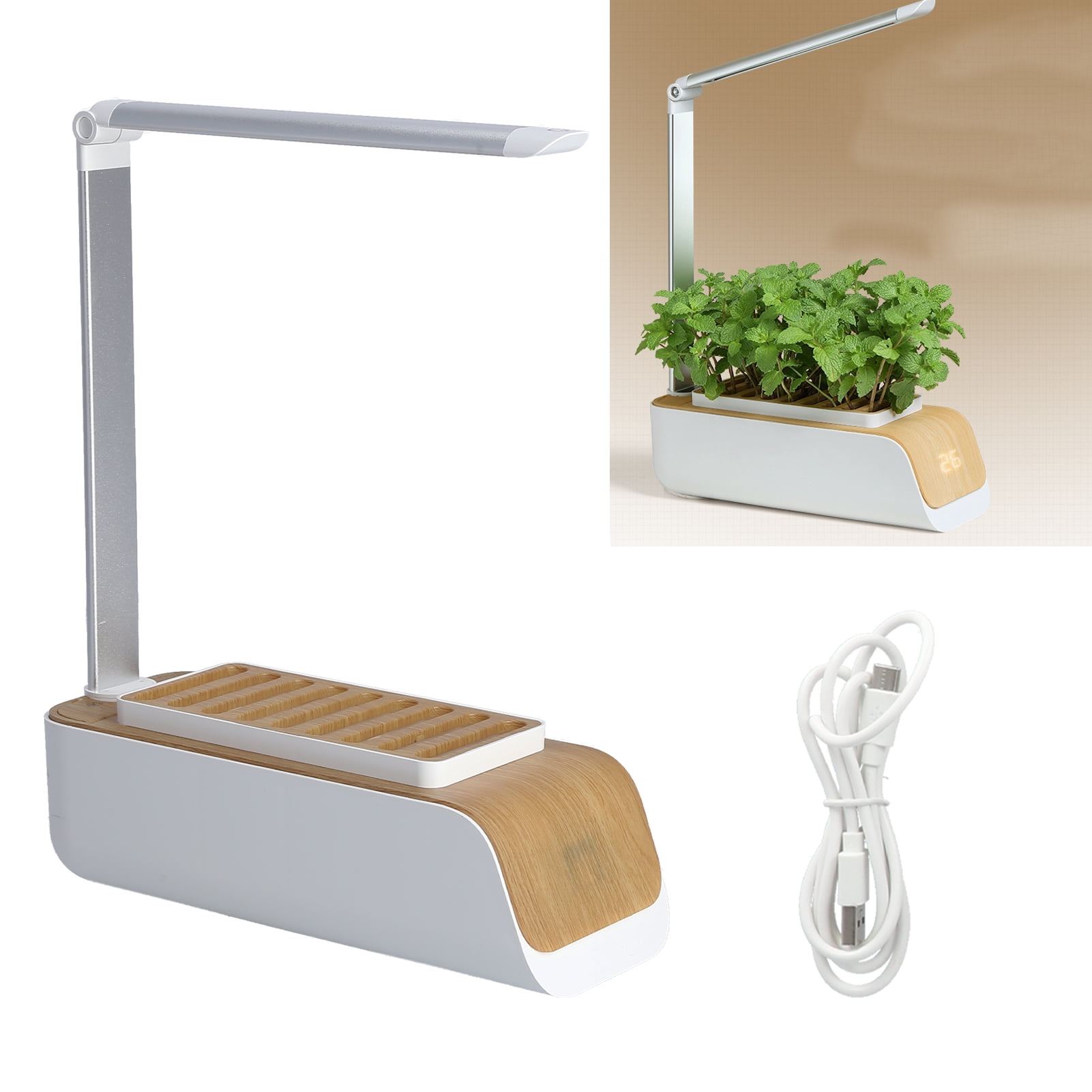 Indoor LED Planter: Grow Veggies  Flowers Effortlessly, Automatic Light, USB Powered, 5.8QT