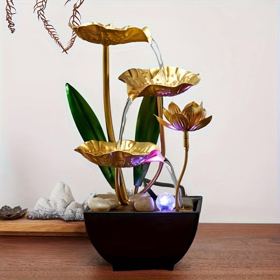 Indoor LED Table Fountain, Waterfall Fountain Table Decor, Relaxation Meditation Fountain, Peaceful and Relax Christmas Gifts