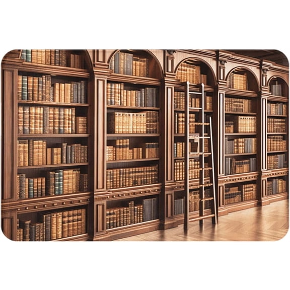 Indoor Library Bookcase Print Doormat Memory Foam Non Slip Rubber Back Bath Rug for Front and Back Doors Laundry Room Living Room Bedroom 16 x 24 in