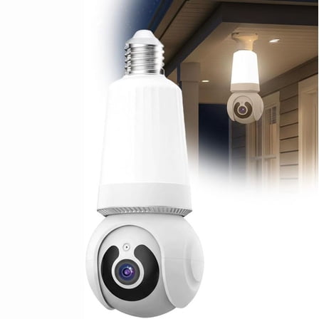 Indoor Light Bulb Camera, 1080P HD Home Surveillance Camera, E26/E27 Socket Camera, Motion Detection Two-Way Audio, 25ft Night Vision, No Memory Card Included, Ideal for Indoor Security