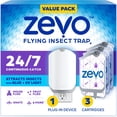 thumbnail image 1 of Indoor Light Fly Trap Starter Kit, Catches House Flies, Fruit Flies, Gnats and More - 1 Trap + 3 Refills, 1 of 9