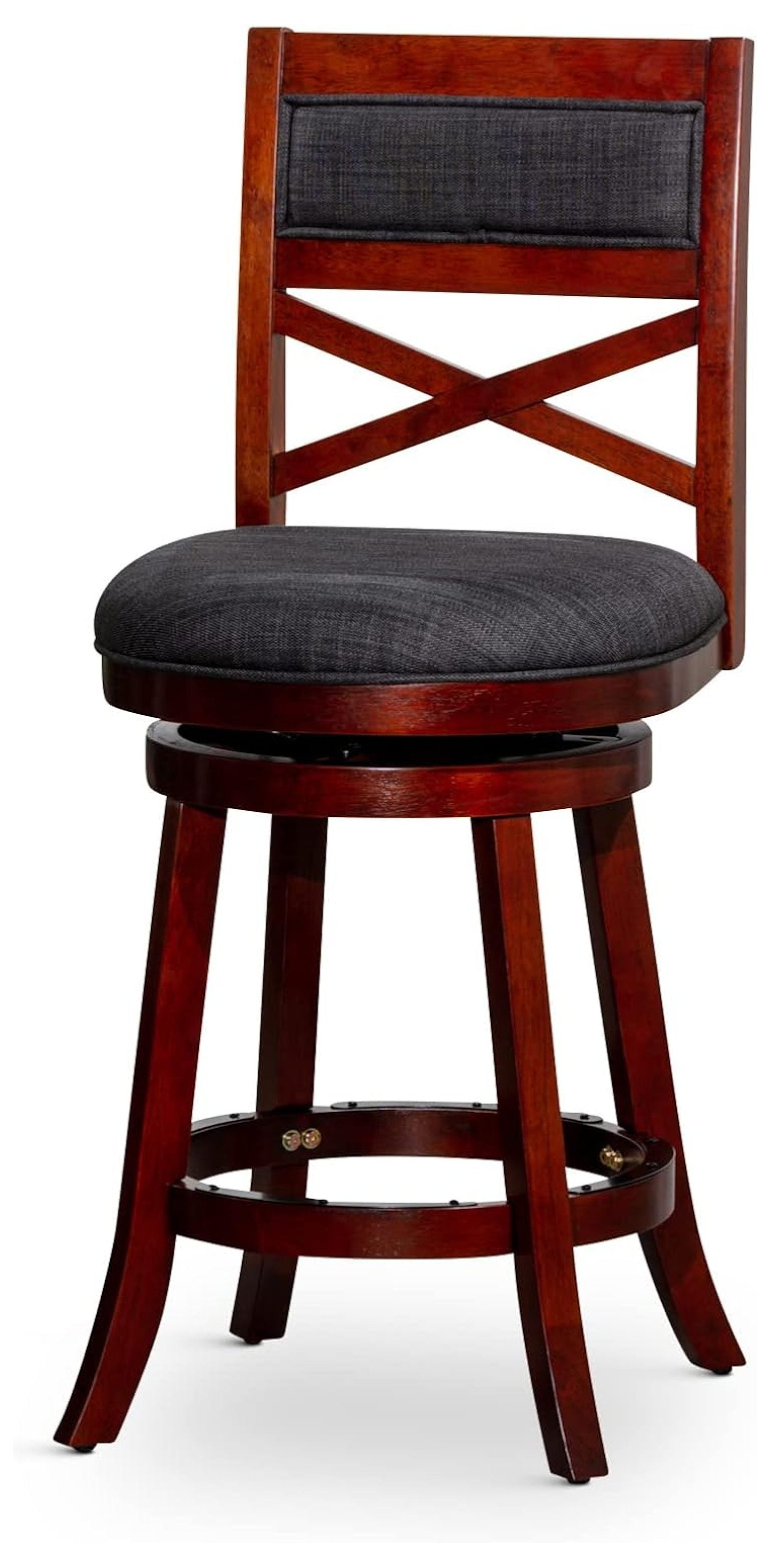 Indoor Living Meeker X Back Fabric Swivel Stool, 30” Bar Height, Cherry