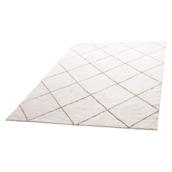 Indoor Long Pile Rug 8x10 Feet Thick Durable Non Shedding Non Slip Backing Beige for High Traffic Areas Bedrooms