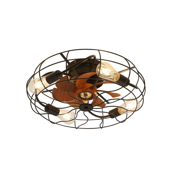 Indoor Low Profile 20 Inch Industrial Ceiling Fan 7 Blades Remote Control with Bulb Light On-Site