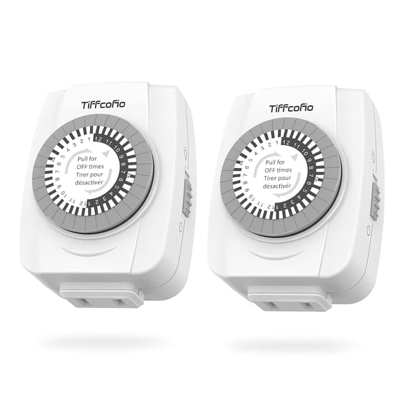 Indoor Mechanical Timers for Electrical Outlets, 2 Prong Plug in Outlet Daily Repeating Light Timer Lights, ETL Lted (2 Pack)