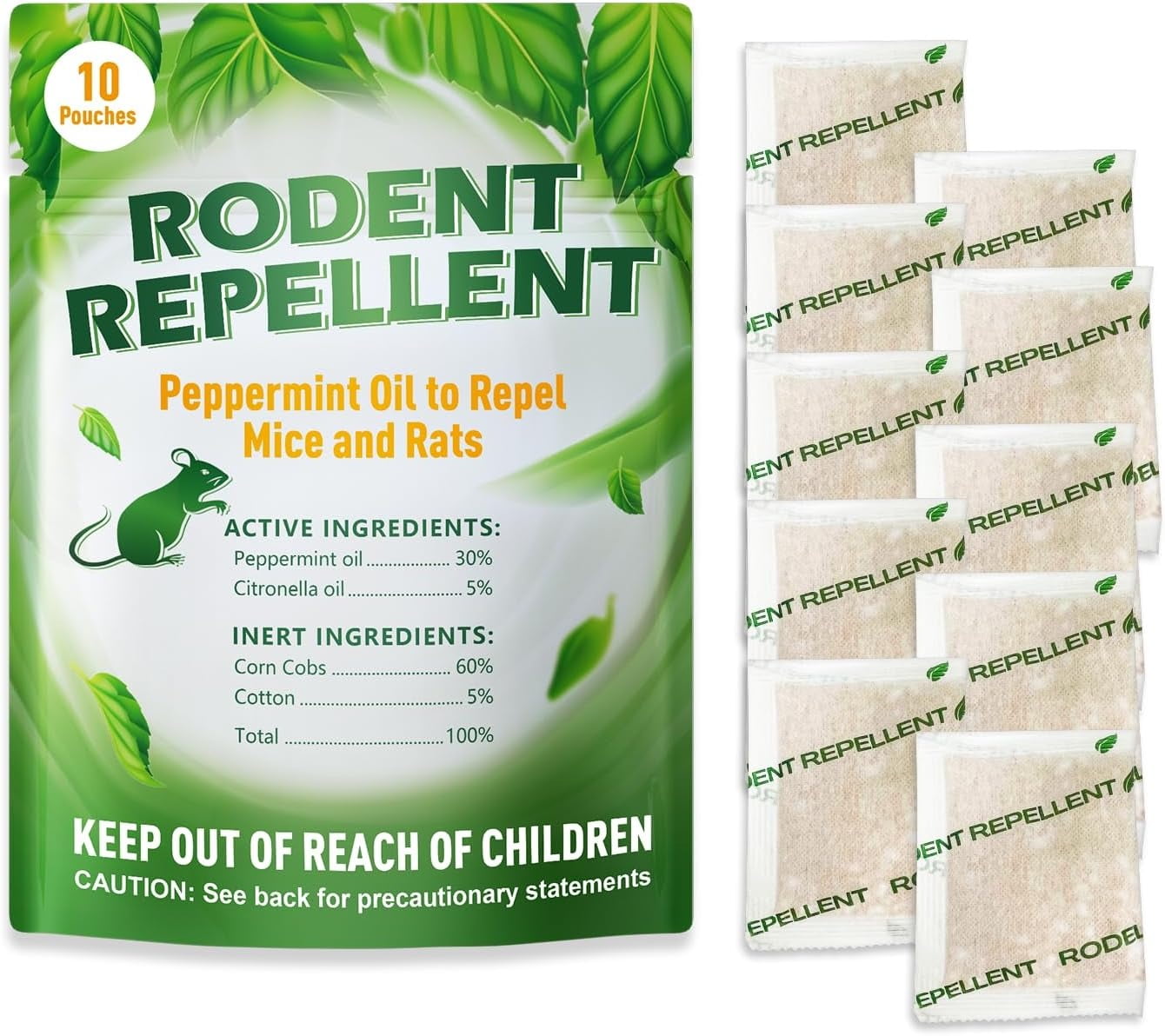Indoor Mice Repellent Natural Peppermint Mouse Repellent Pouches 10 Pack Rat Repellent for Car