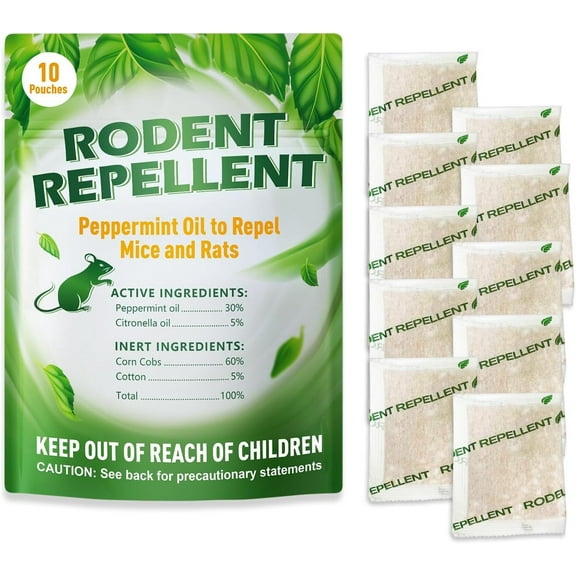 Indoor Mice Repellent Natural Peppermint Mouse Repellent Pouches 10 Pack Rat Repellent for Car Engines, House