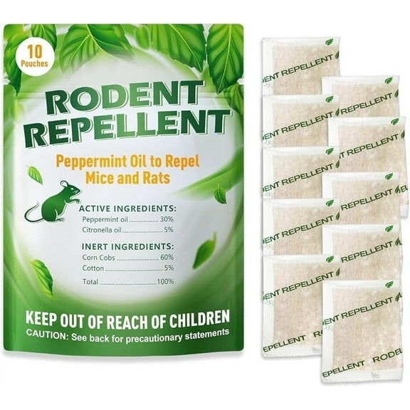 Indoor Mice Repellent Natural Peppermint Mouse Repellent Pouches 10 Pack Rat Repellent for Car Engines, House