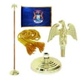 thumbnail image 1 of Indoor Michigan State Flag Kit - 7ft Pole - Metal Eagle, 1 of 4