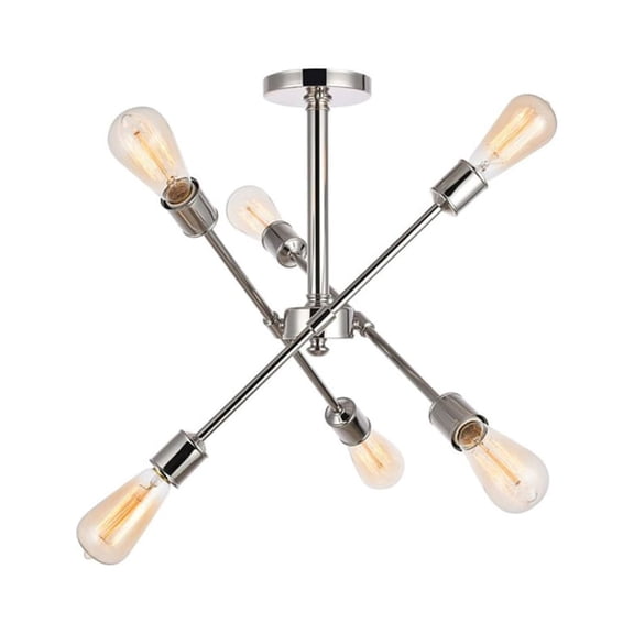 Indoor Modern Home Decor Bright Axel 6 Lights Polished Nickel Flush Mount