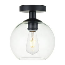 Indoor Modern Home Decor Bright Baxter 1 Light Black Flush Mount With Clear Glass