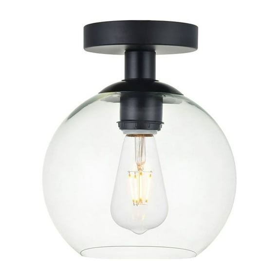 Indoor Modern Home Decor Bright Baxter 1 Light Black Flush Mount With Clear Glass