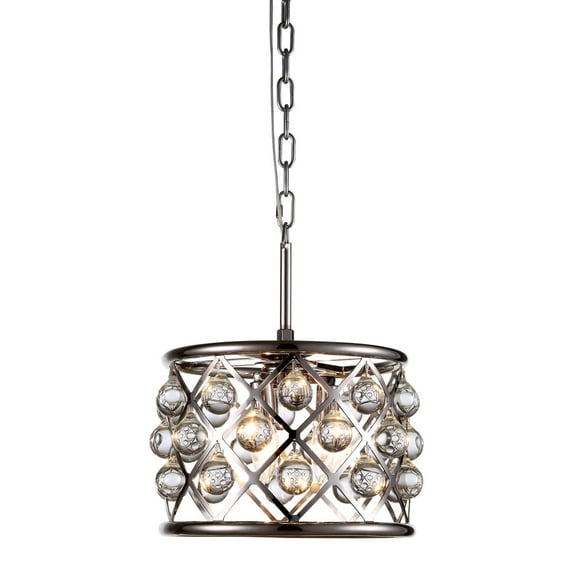 Indoor Modern Home Decorative Bright 1213 Madison Collection Pendant 12"D X 9"H - 3 Lights Polished Nickel Finish -
