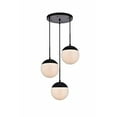 thumbnail image 1 of Indoor Modern Home Decorative Bright Ceiling Eclipse 3 Lights Black Pendant with Frosted White Glass, 1 of 3