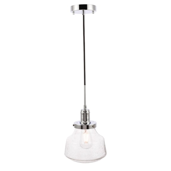 Indoor Modern Home Decorative Bright Ceiling Lyle 1 Light Chrome and Clear Seeded Glass Pendant