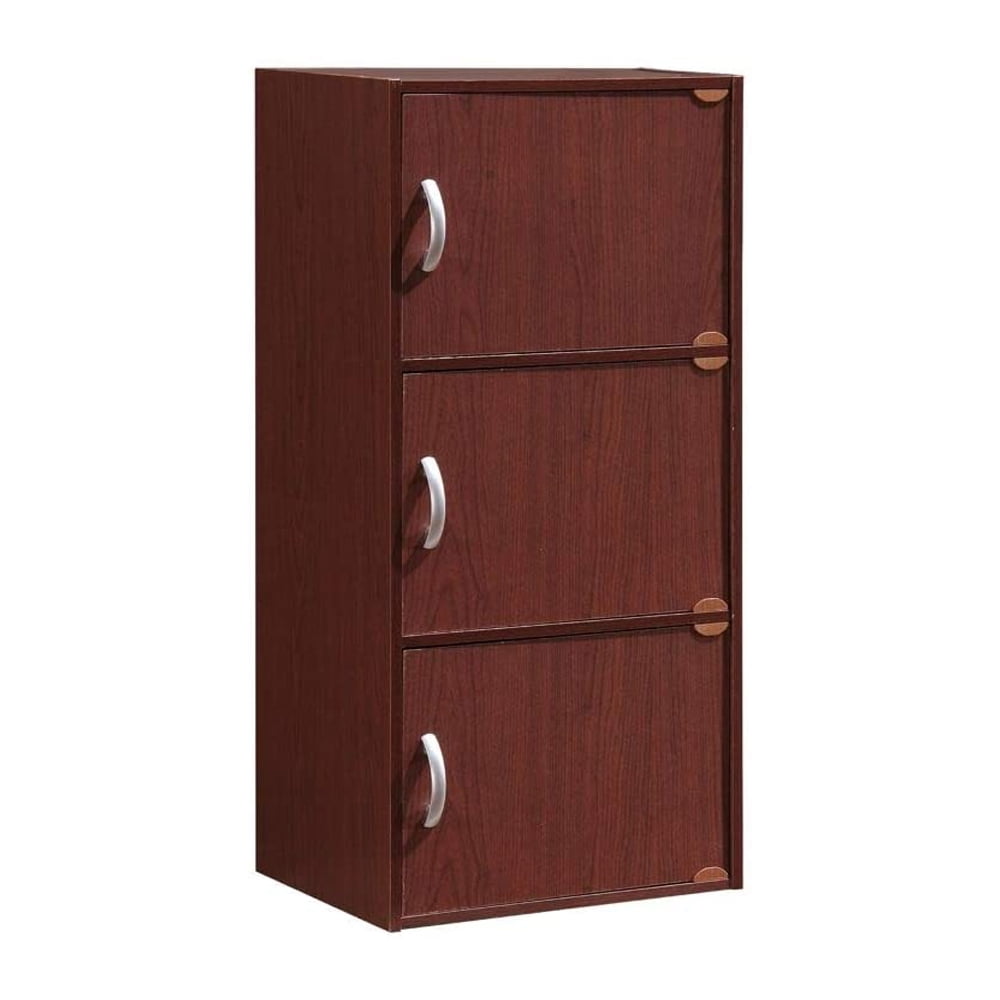 Mahogany 3-Door Freestanding Office Cabinet