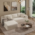 thumbnail image 1 of Indoor Modular Sectional Sofa with Reconfigurable Modules, Corduroy Upholstery, Vacuum Design, No-Assembly Design, Left Facing Chaise, White, 1 of 8