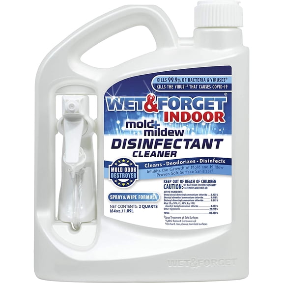 Indoor Mold and Mildew All-Purpose Cleaner Deodorizes, Disinfects, Kills 99.9% of Bacteria and Viruses, Ready to Use, 64 Fl. Oz.