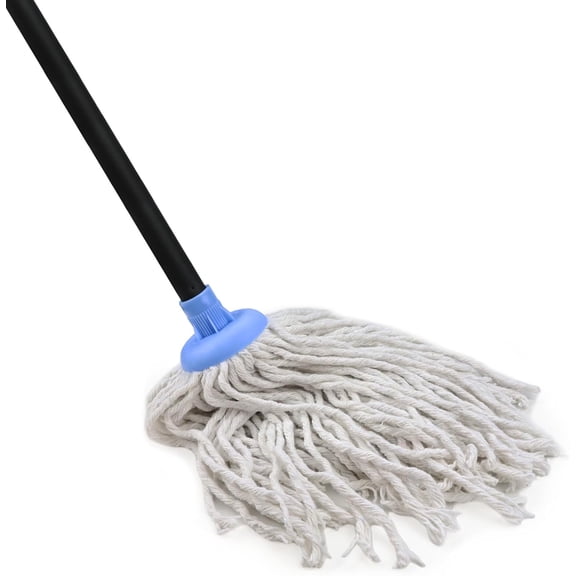 Indoor Mop for Floor Cleaning - Cotton Mops for Floor Cleaning, Regular Mop for Floors, 49-inch Simple Mops for Cleaning Living Rooms, Bathrooms, and Kitchens. (White&Blue)