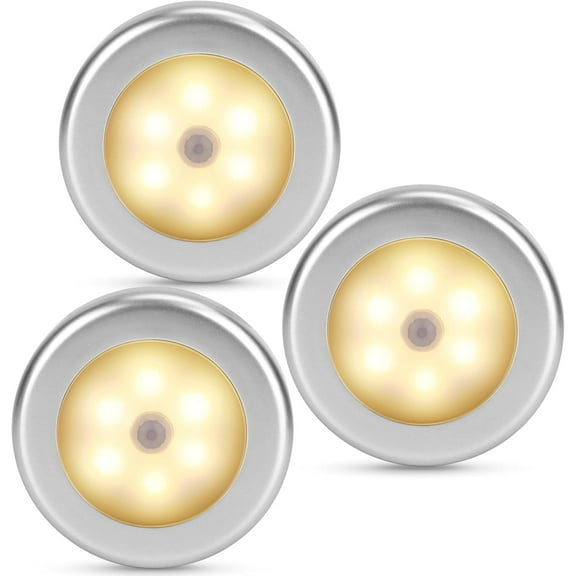 Indoor Motion Sensor Night Light,led Battery Operated Lamp,auto On / Off 3m Adhesive(3pcs,warm White)