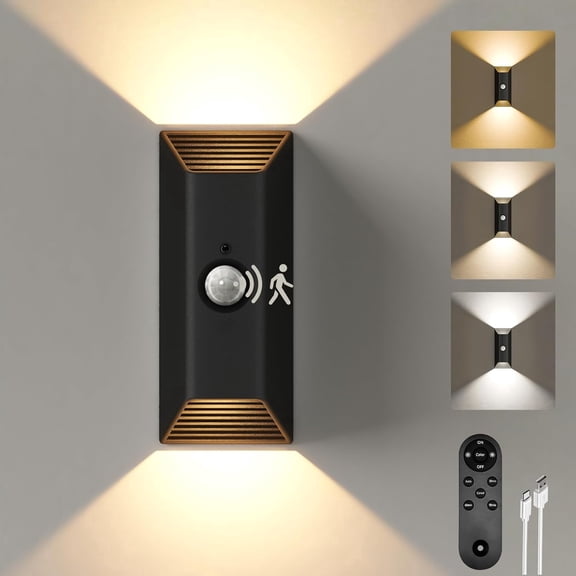 Indoor Motion Sensor Wall Lights, 4000mAh Rechargeable Wall Sconces, 3 Color Temperatures, Dimmable, Wireless Magnetic Night Light with Remote Control